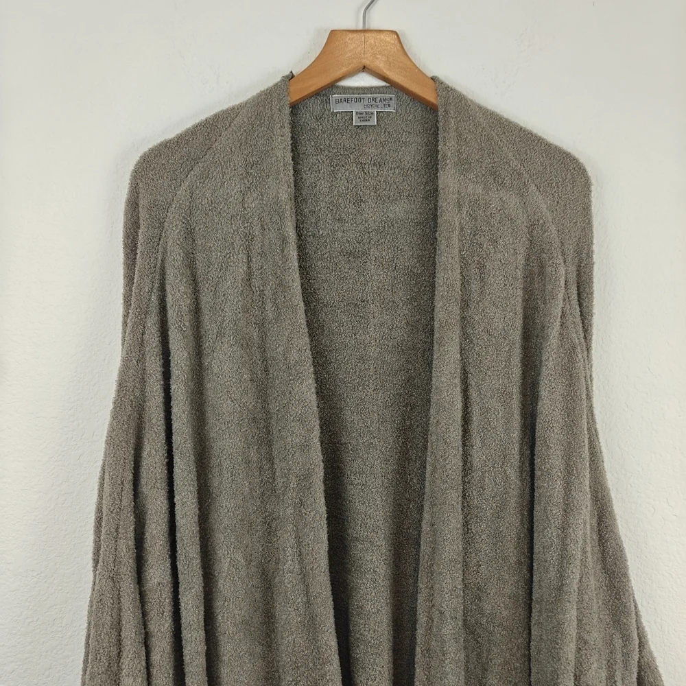 Barefoot Dreams Women Cliffside Dolman Sleeve Cardigan One Size Gray Open Front - Picture 10 of 16